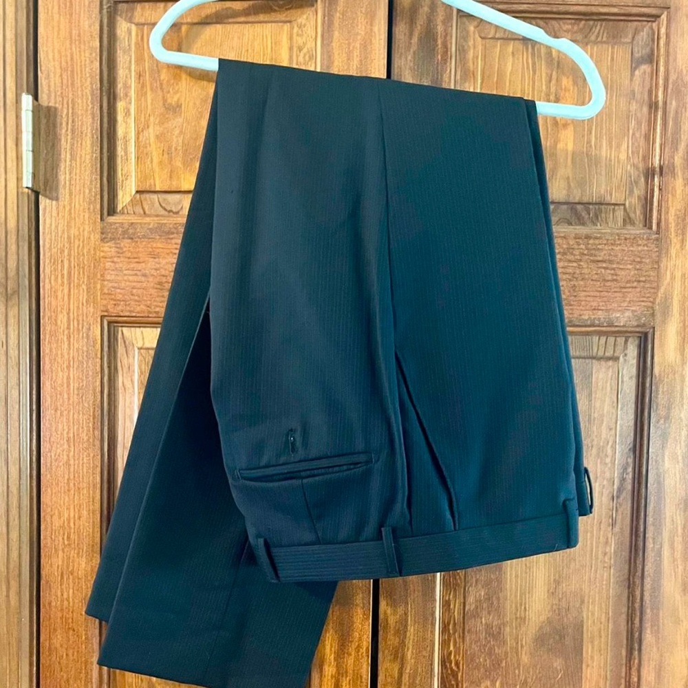 Black pinstripe suit trousers pants